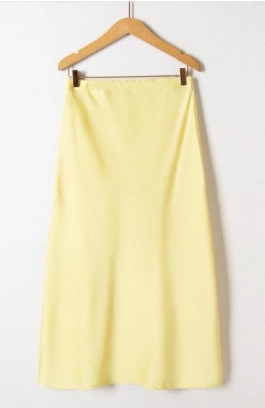 Meave Lemon Satin Skirt
