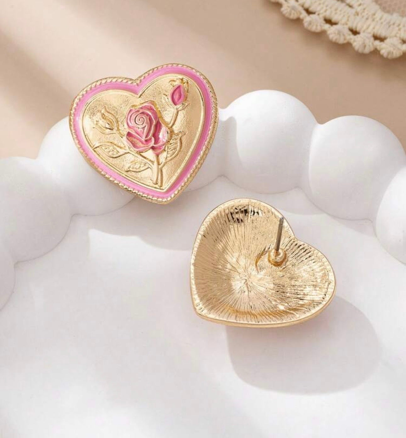 Vintage Gold & Pink Earrings
