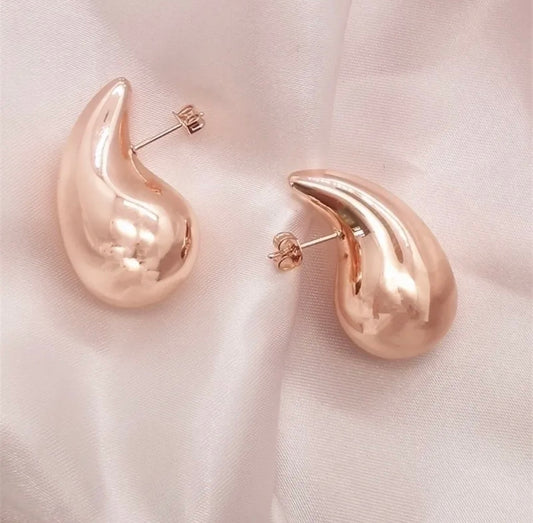 Large Rose Gold Teardrop Earrings