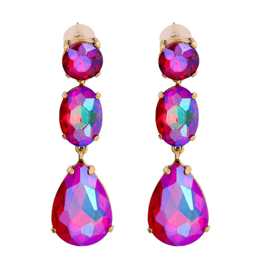 Fushia Two Tone Teardrop Earrings