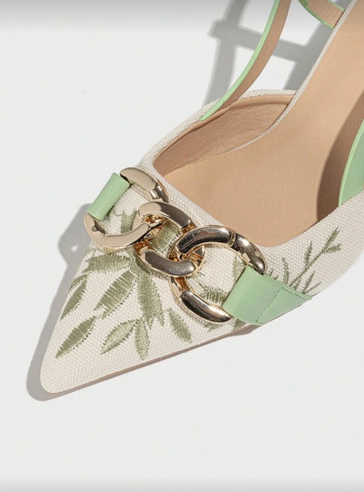 Mint & Cream Embellished Slingback heels