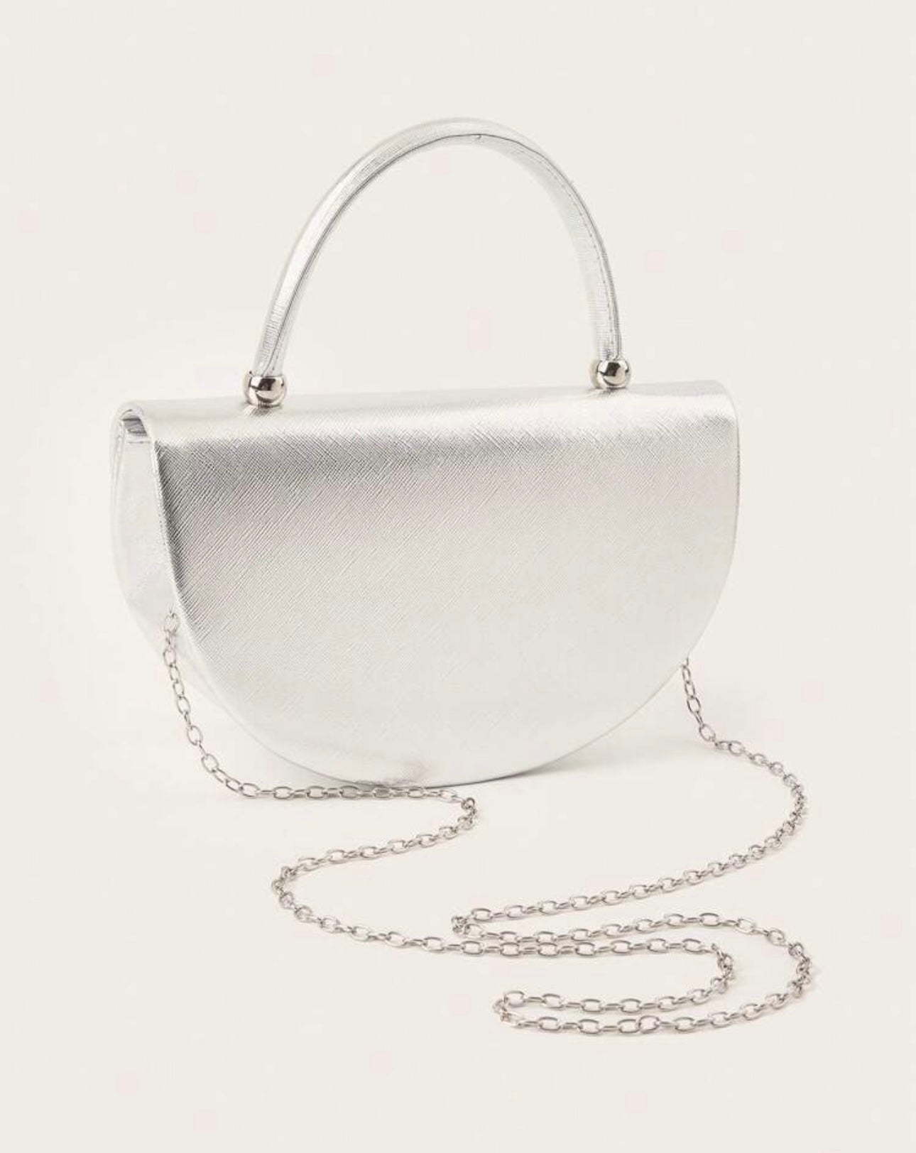 Silver Half Moon Shaped Handbag