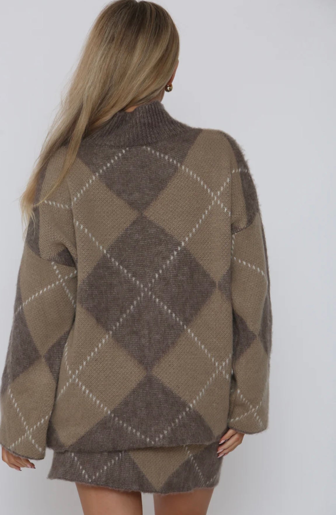 Argyle Print Co-Ord Set Brown