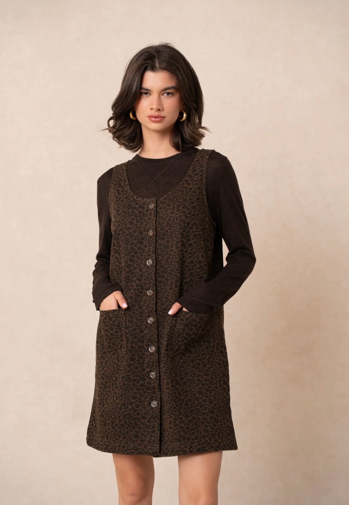 Leopard Print Denim Dress