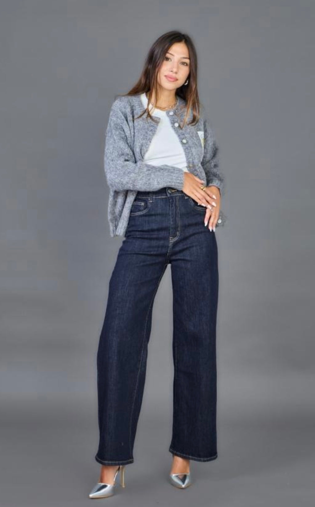90s Vintage Dark Denim Wide Leg Jeans