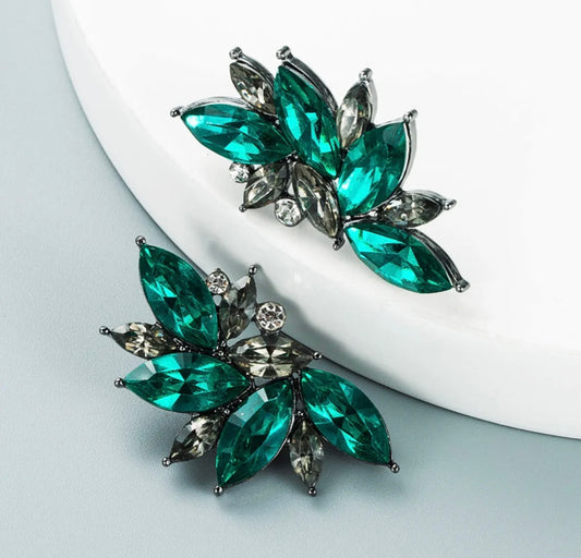 Emerald Half Moon Earrings