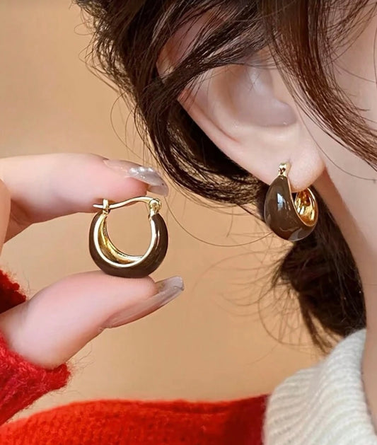 Brown & Gold Hoops