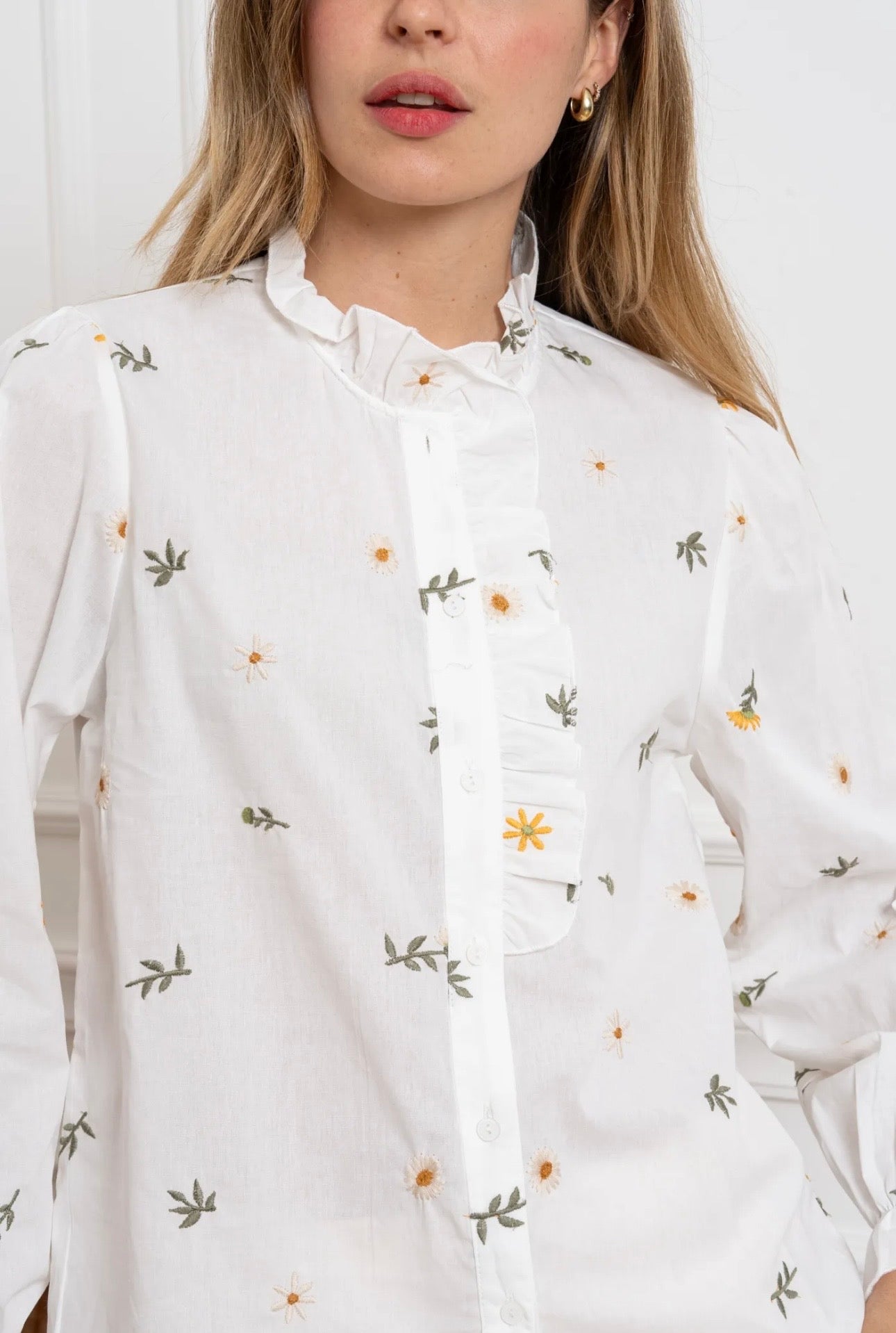 White & Khaki Sunflower Shirt