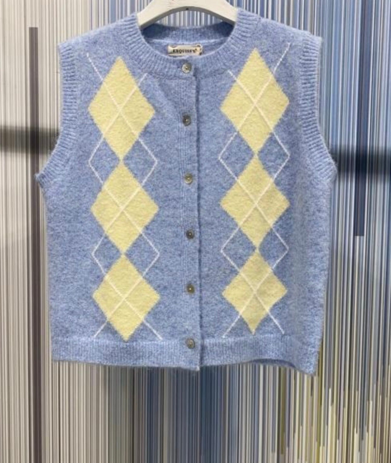 Meave Light Blue Argyle Waistcoat