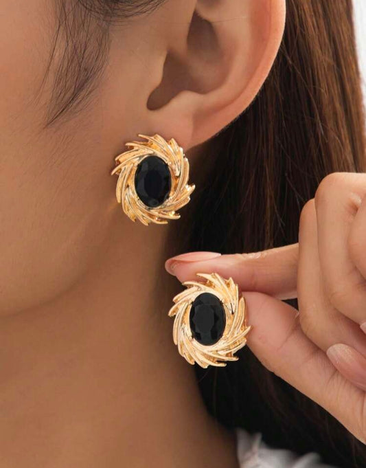 Gold & Black Jagged Earrings