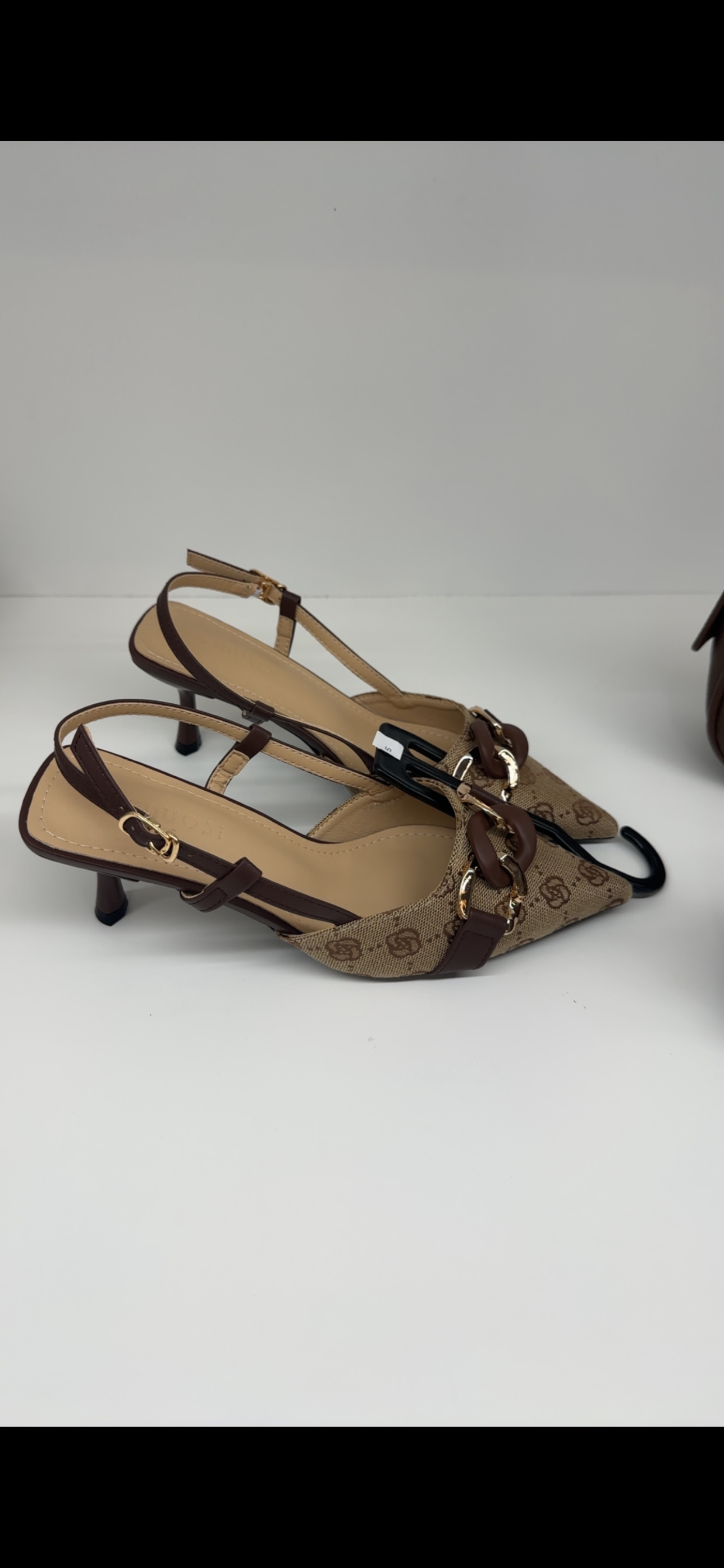 Brown & Beige Slingback Heels