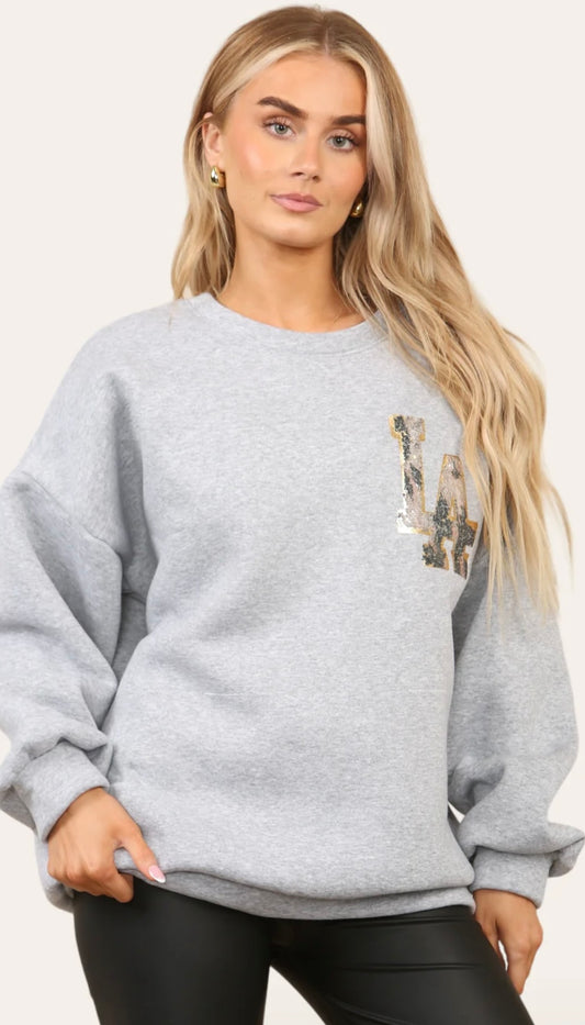 Gracie Sequin Sweatshirt Grey