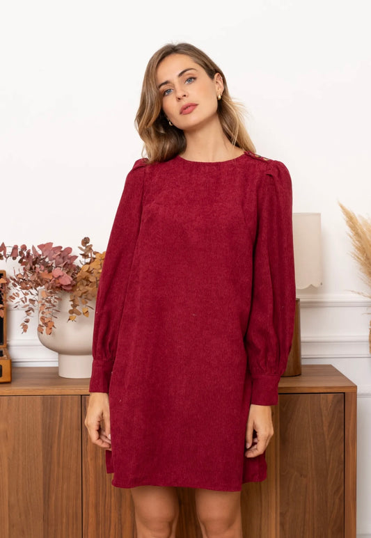 Burgundy Cord Dress