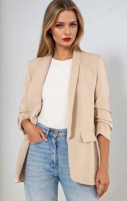Billie Blazer In Nude Beige (size 18)