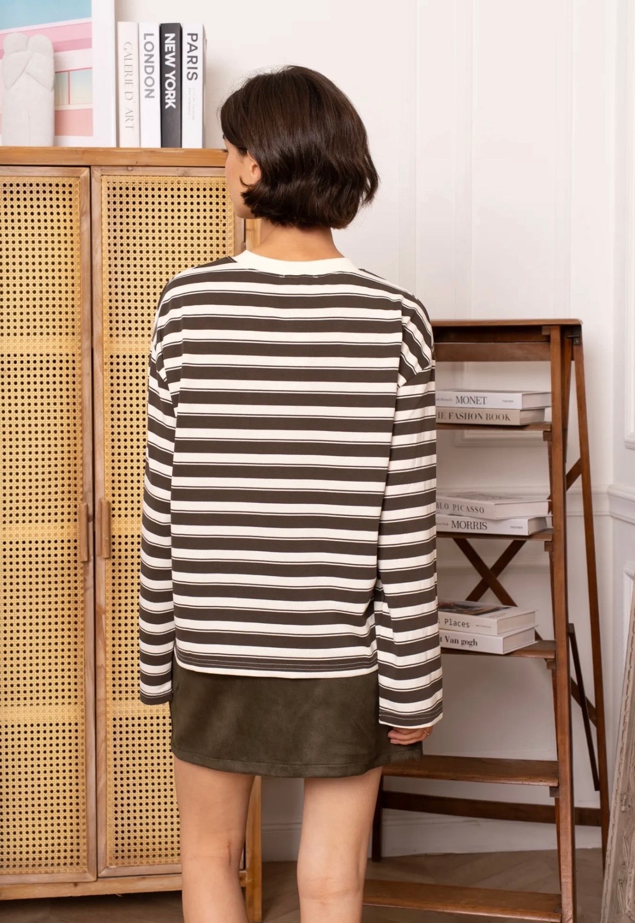 Khaki & Cream Striped Breton
