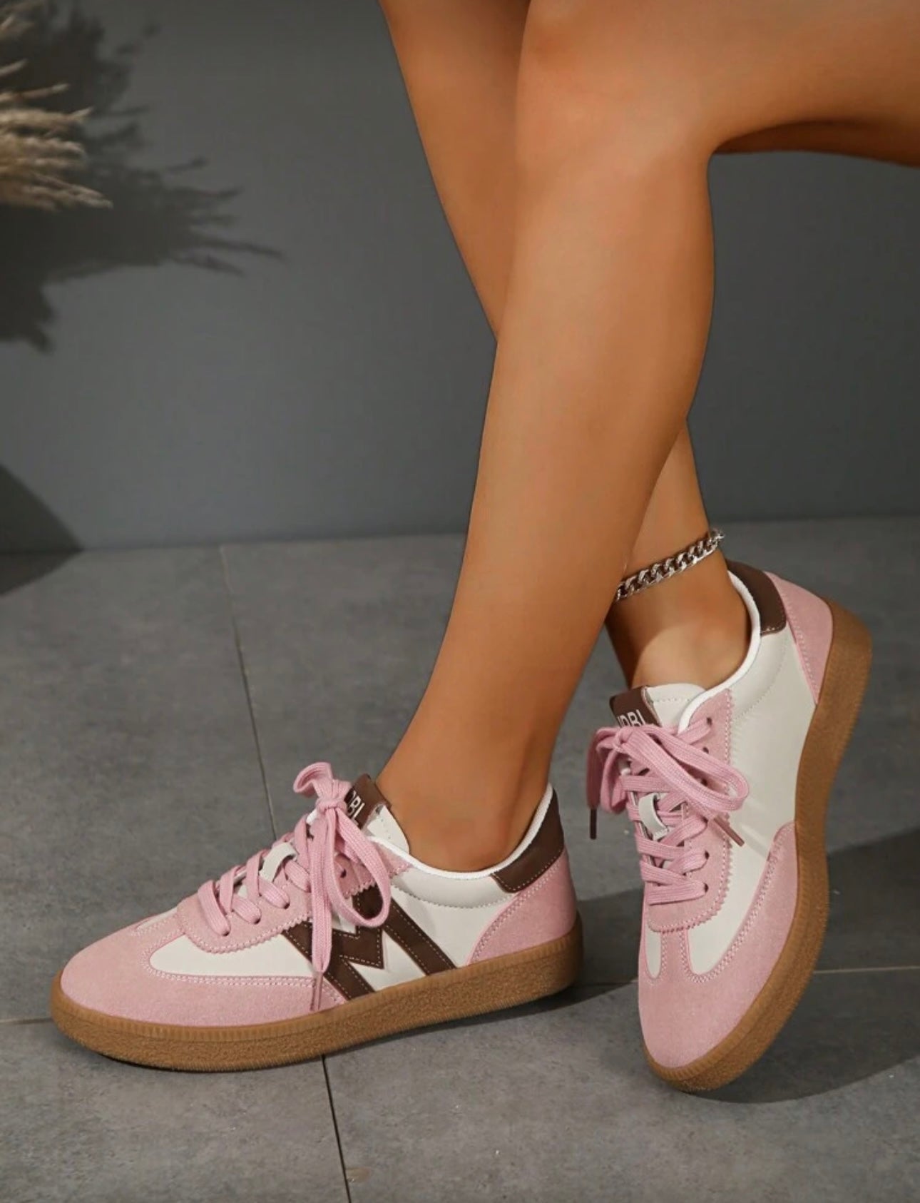 Kelsie Pink Monogram Trainers
