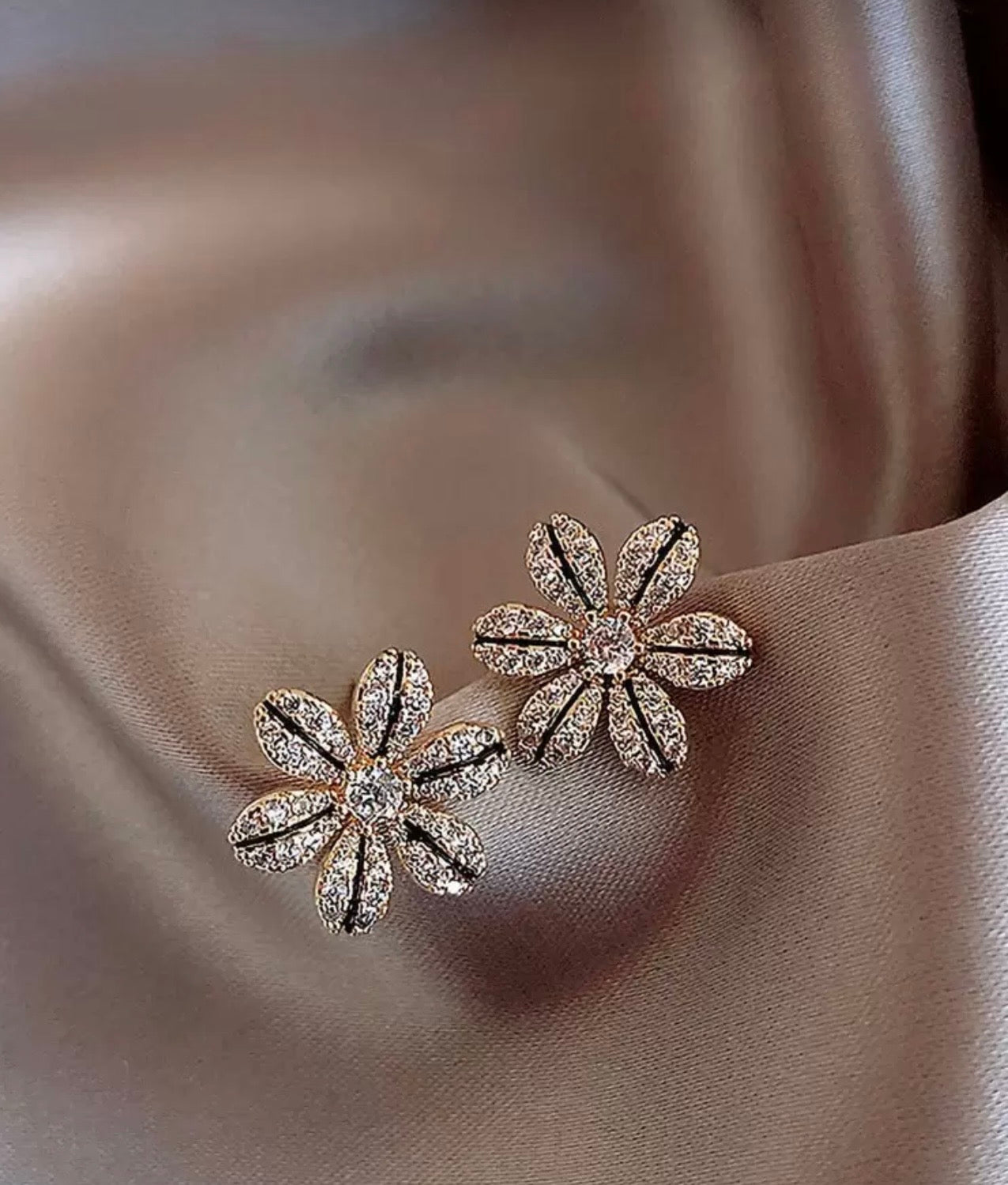 Gold Floral Diamanté Earrings