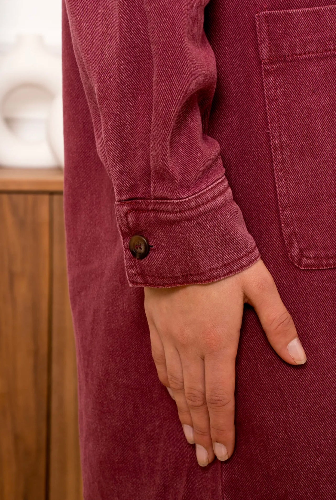 Burgundy Denim Dress