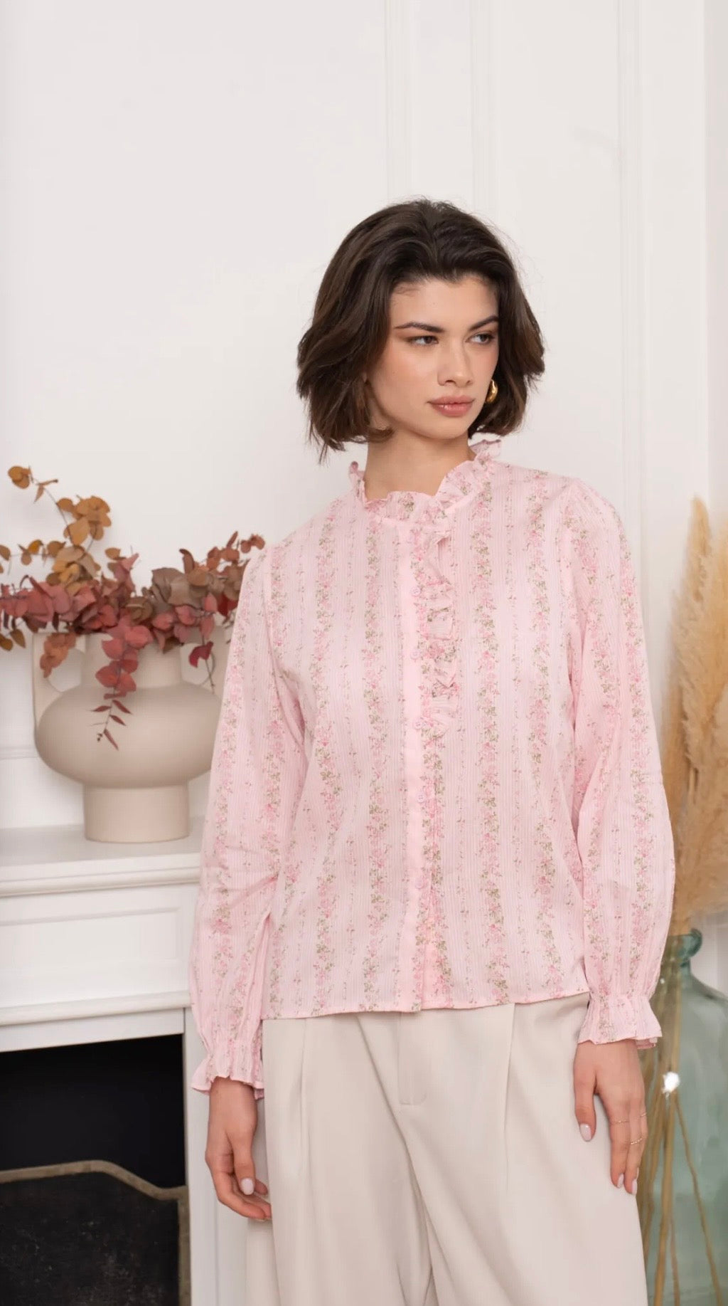 Pink & Khaki Floral Shirt