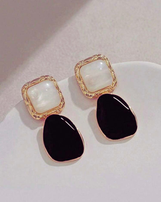 Black & Gold Patent Earrings
