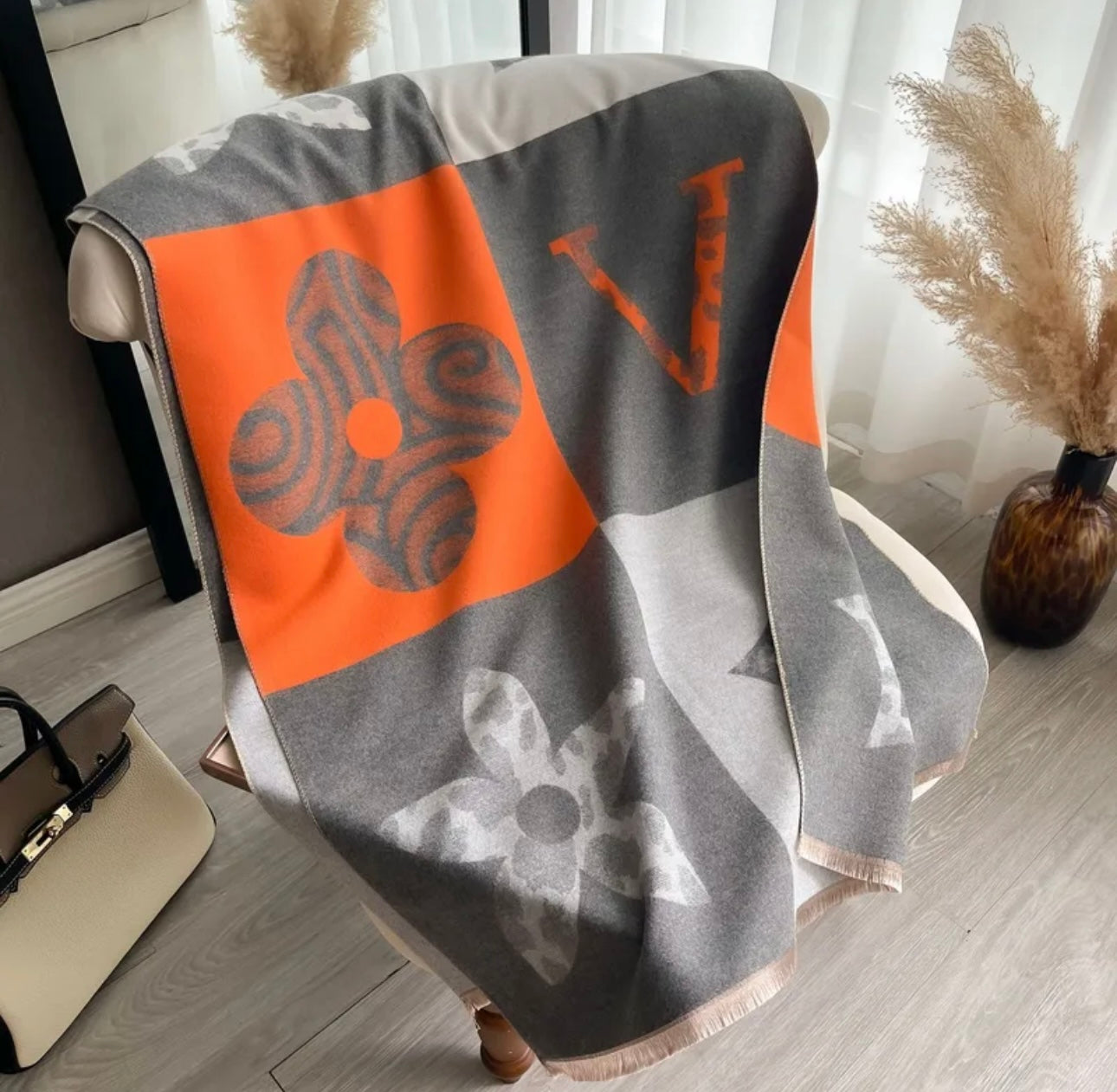 REVERSIBLE Orange/Grey & Pink/Grey Colourway Scarf