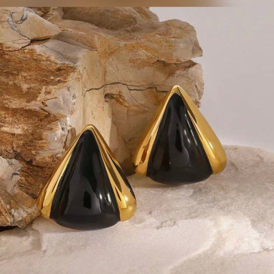 Black & Gold Trapeze Earrings