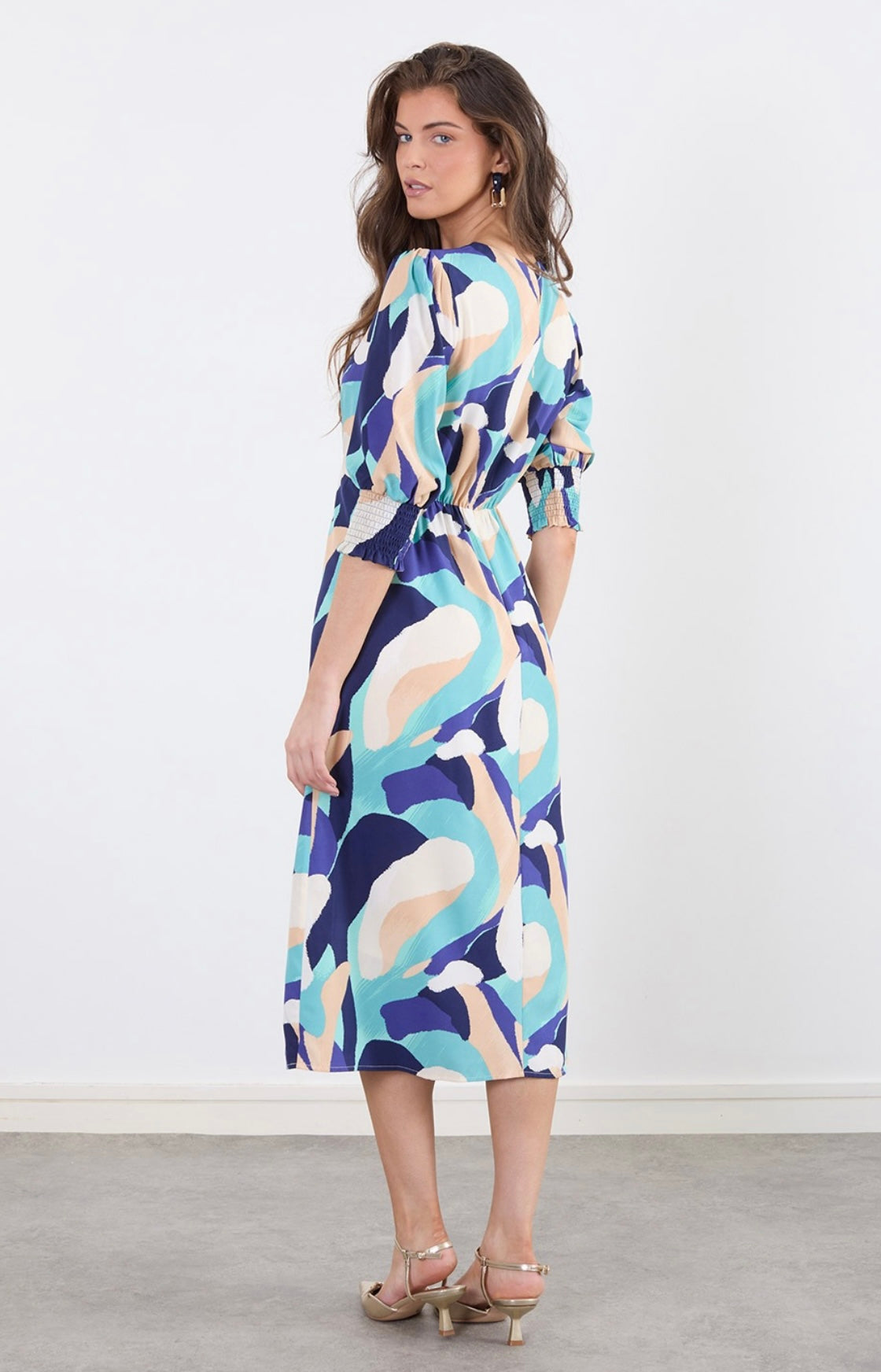 Chloe Navy & Mint Midi Dress