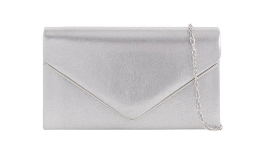 Silver Velvet Clutch Bag