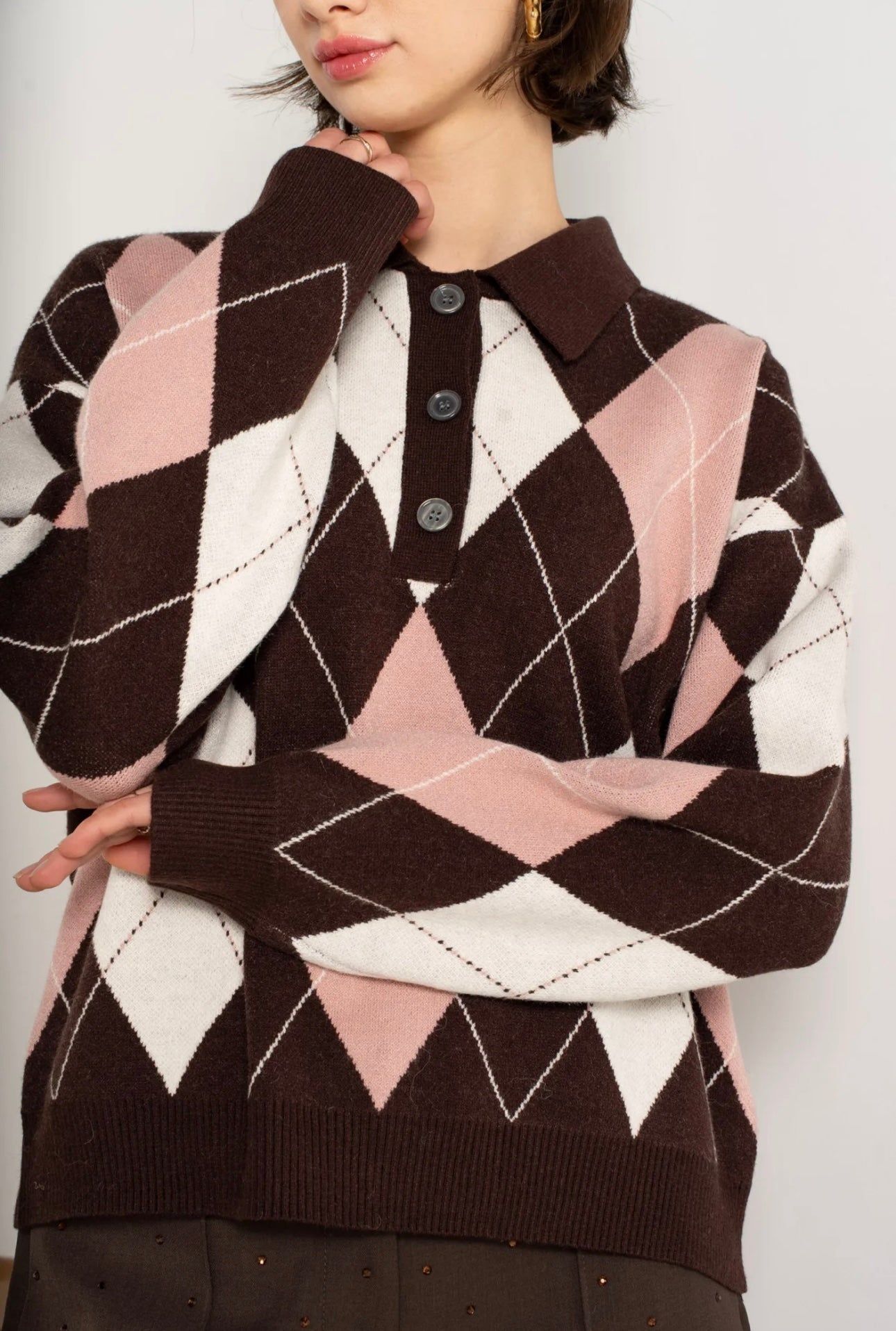 Ivy Brown Argyle Jumper