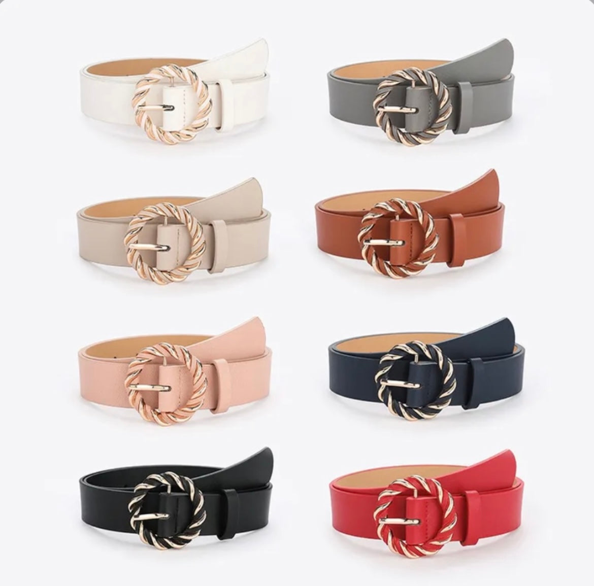 Gold Buckle Belt White