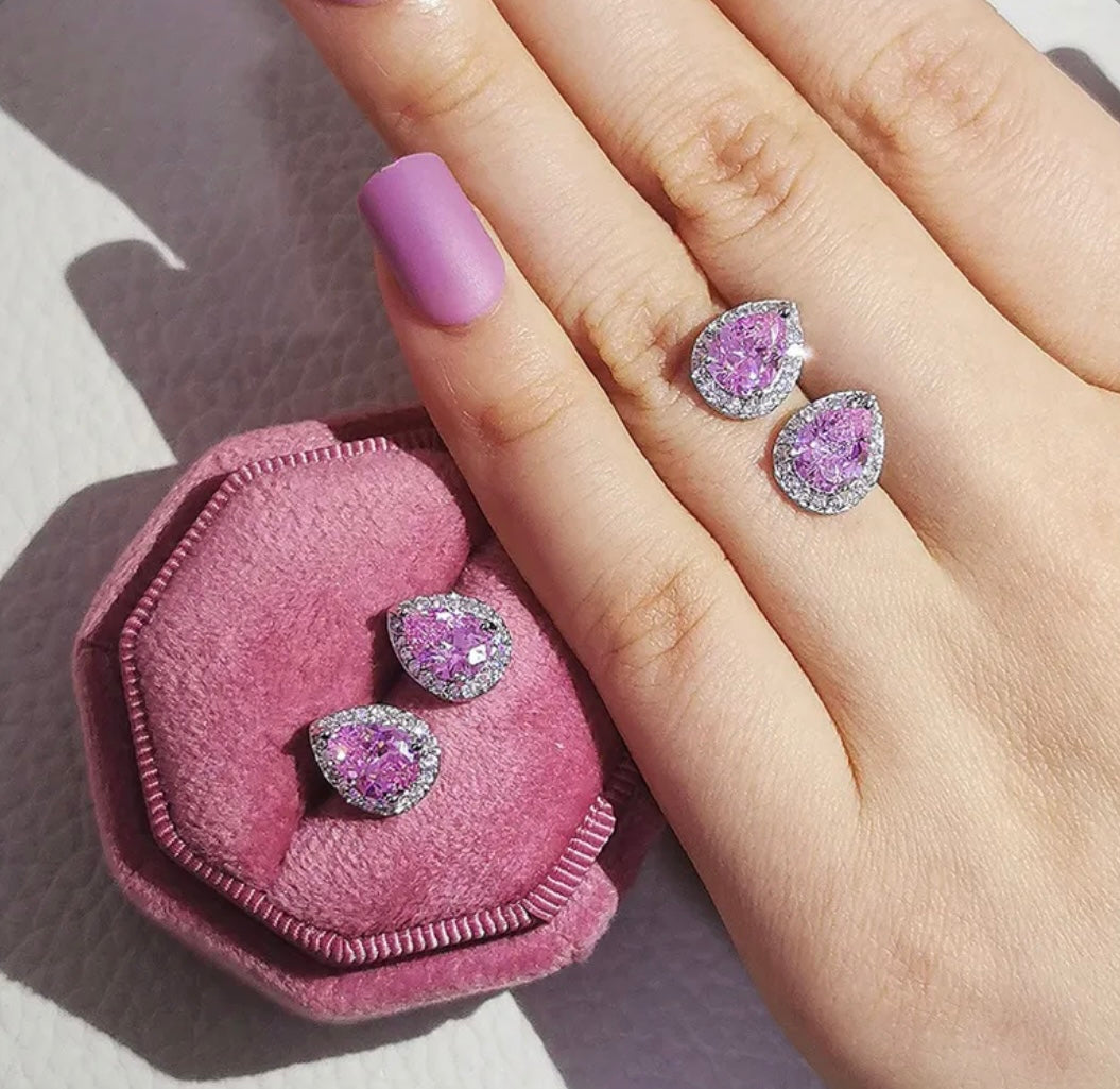 Pink Diamanté Earrings