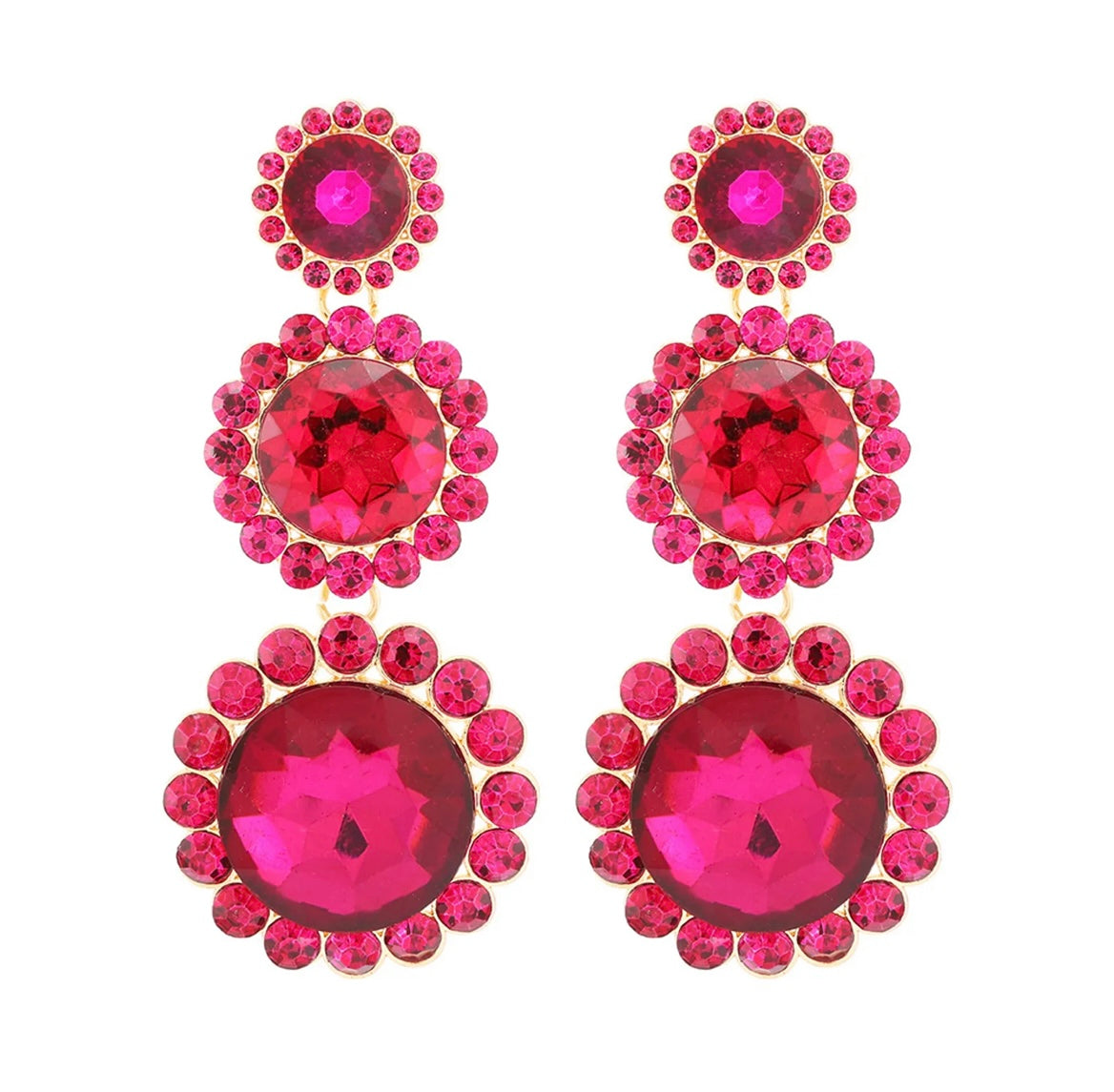 Floral Statement Earrings Fushia
