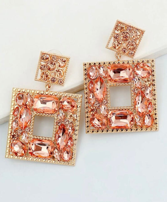 Geo Square Earrings Rose Gold