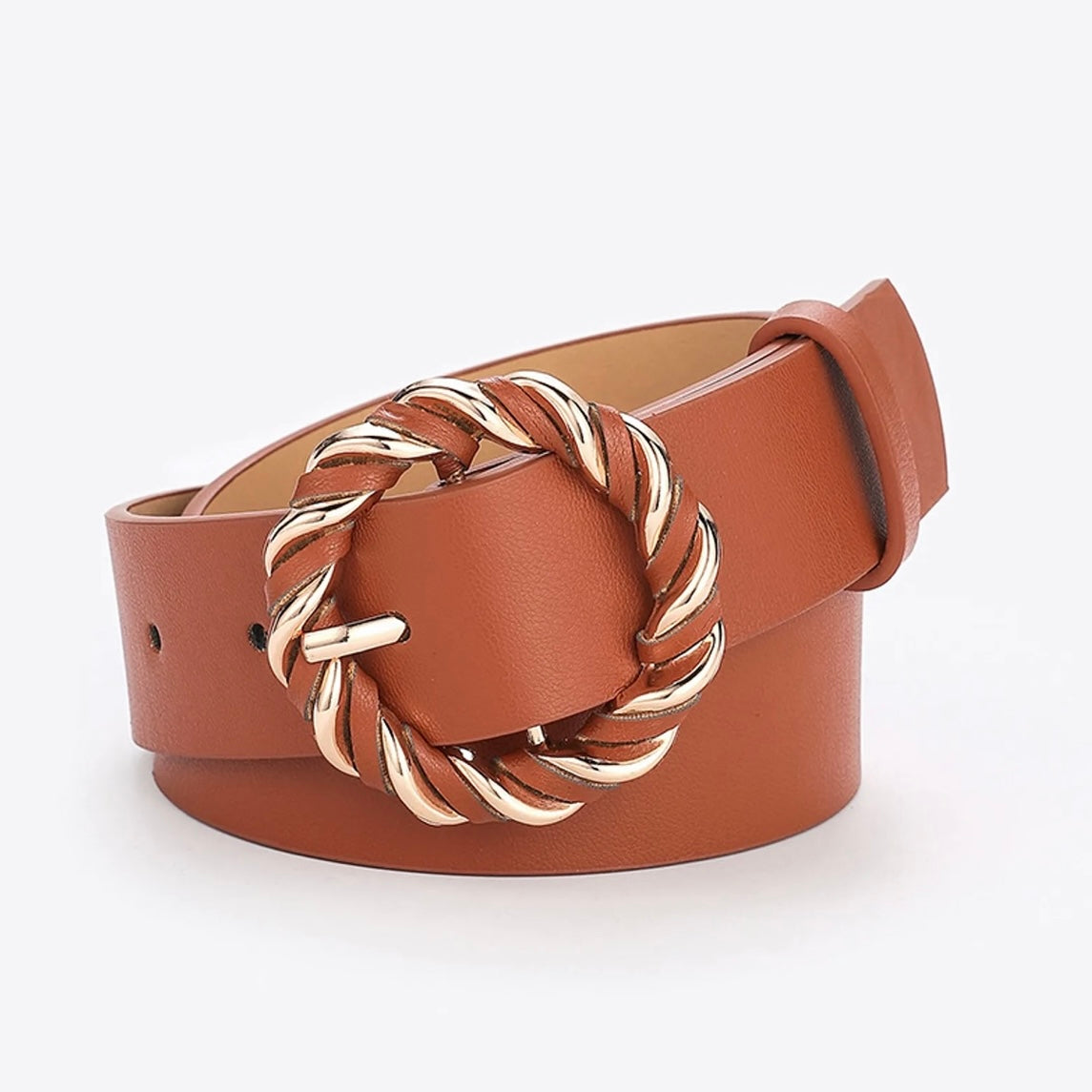 Gold Buckle Belt Tan