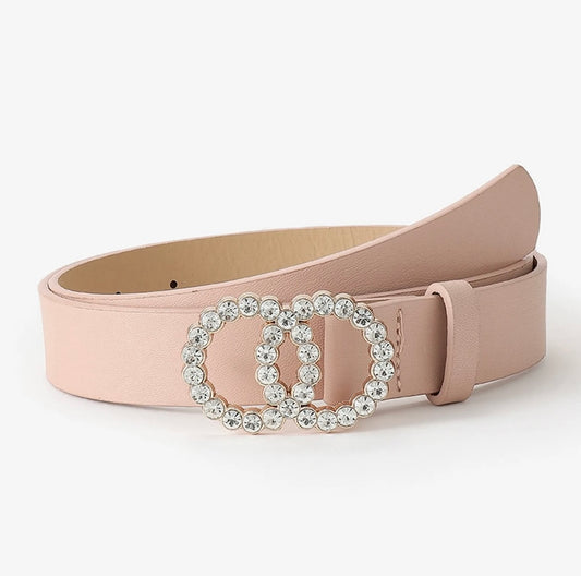 Diamanté Buckle Belt Pink