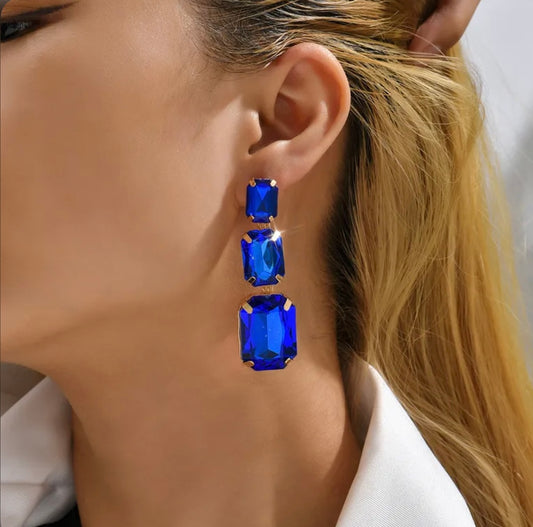 Rhinestone Earrings Royal