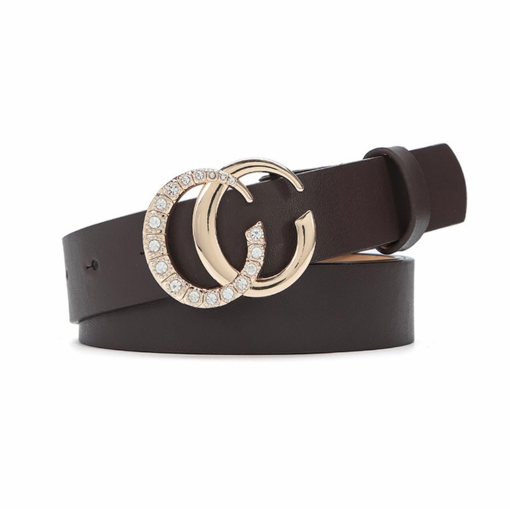 Gold Buckle Belt Dark Brown