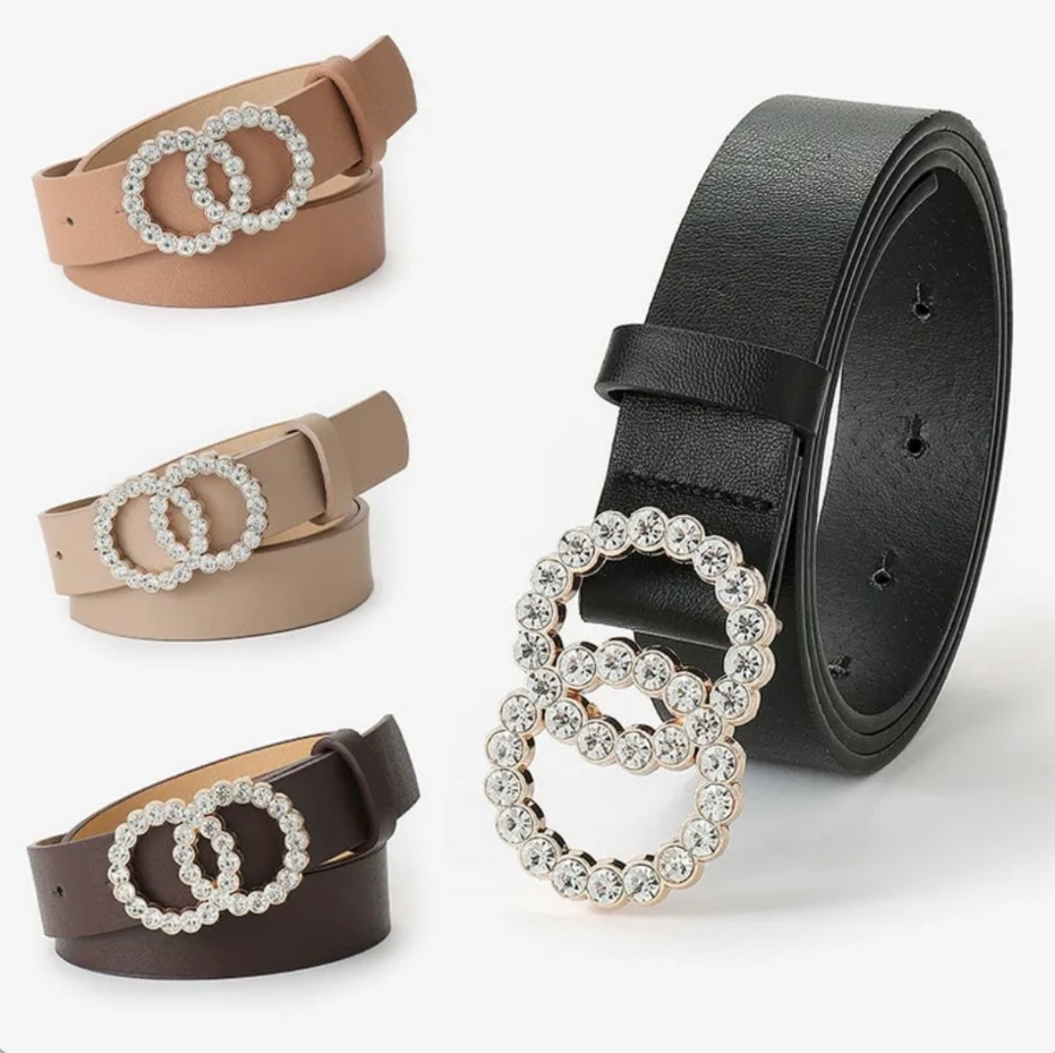 Diamanté Buckle Belt Brown