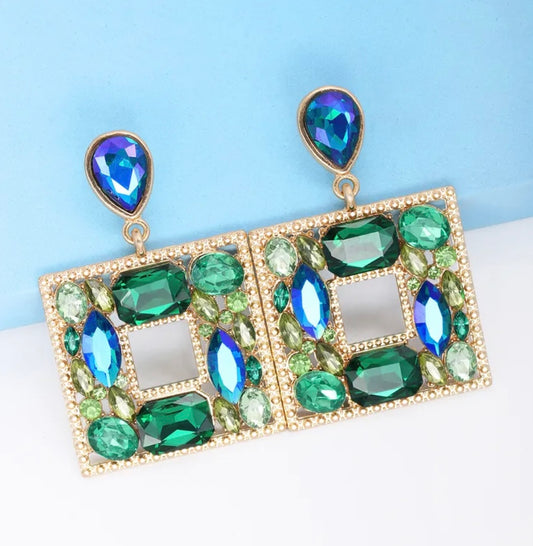 Geo Square Earrings Tropical