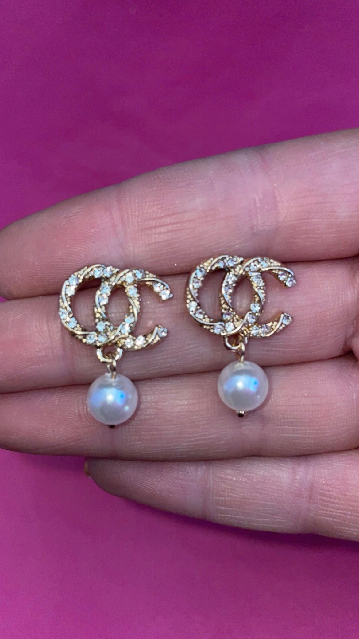 Clara Earrings Diamante & Pearl