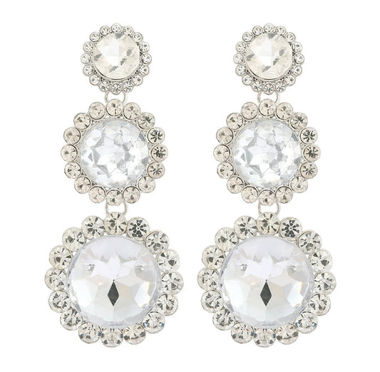 Floral Statement Earrings Crystal