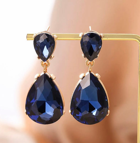 Navy Teardrop Earrings