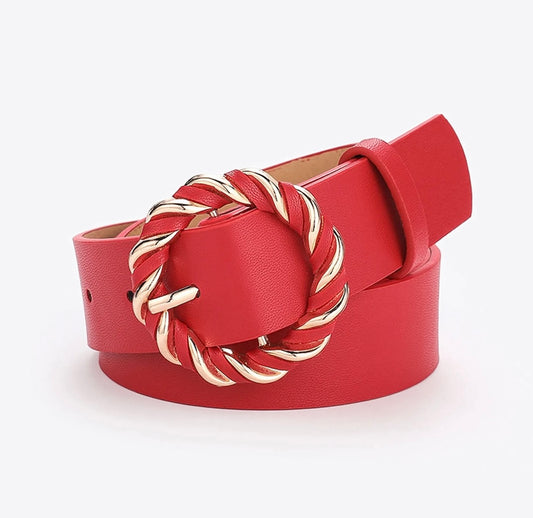 Gold Buckle Belt Red