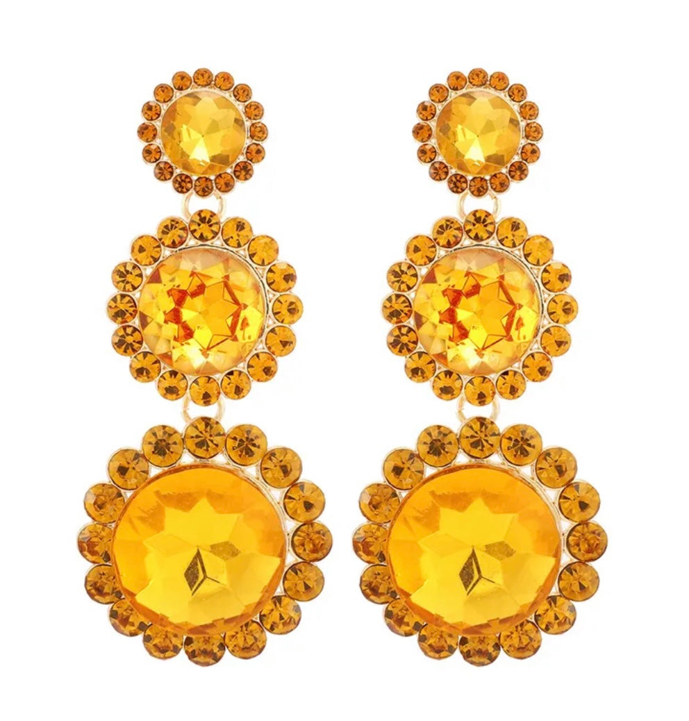 Floral Statement Earrings Yellow