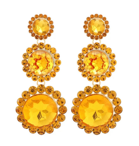 Floral Statement Earrings Yellow