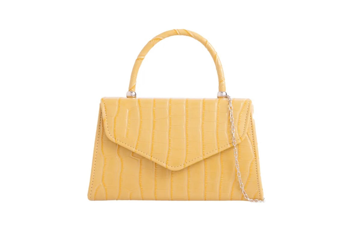 Croc Embossed Lemon Handbag