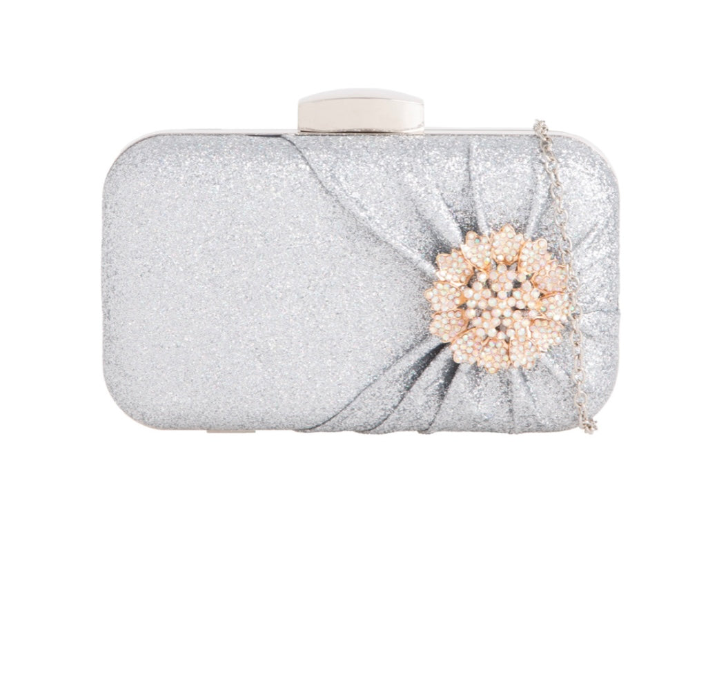 Keira Glitter Clutch Silver