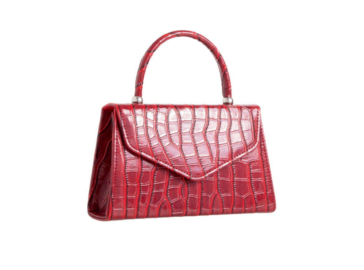 Croc Embossed Lemon Handbag