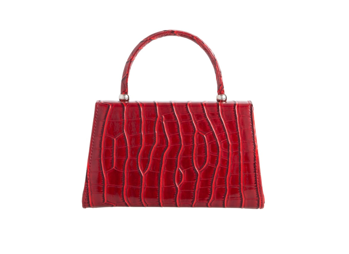 Croc Embossed Lemon Handbag